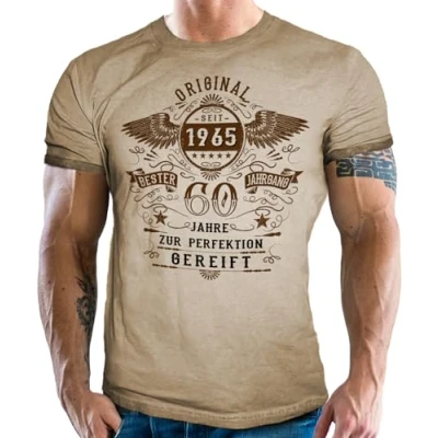 Abbildung von Herren T Shirt im Used Vintage Retro Look für Männer zum 60. Geburtstag Original seit 1964 zur Perfektion gereift
