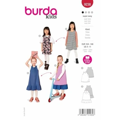 Abbildung von Burda Schnittmuster, 9238, Kleid [Kinder, Gr. 104 146], Level 1 super easy