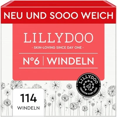 Abbildung von LILLYDOO hautfreundliche Baby Windeln Größe 6 (13+ kg),Monatsbox (114 Stück), Sicherer Auslaufschutz, Weich, Parfümfrei, Ohne Lotionen &amp; Farbstoffe für empfindliche Haut, Dermatologisch getestet