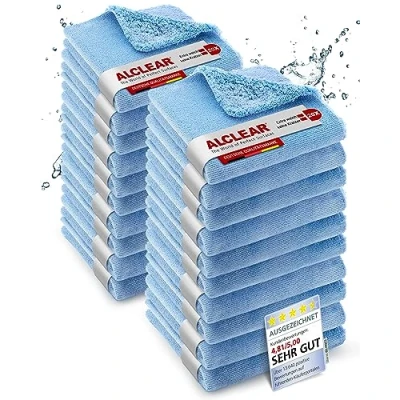 Abbildung von ALCLEAR Poliertücher 2 Seiten Allrounder für Auto Motorrad &amp; Poliermaschine, Detailing Mikrofaser Poliertuch Set, 20er saugstark 40x40 cm blau