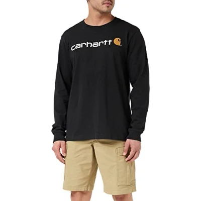 Abbildung von Carhartt, Herren, Lockeres, schweres, langärmliges T Shirt mit Logo Grafik, Schwarz, M