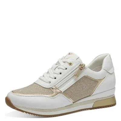 Abbildung von MARCO TOZZI Damen Sneaker flach mit Schnürsenkeln Freizeit, Mehrfarbig (White Gold), 38 EU