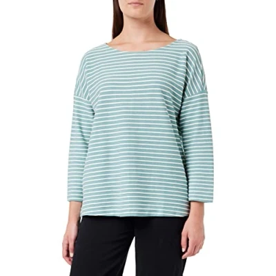 Abbildung von TOM TAILOR Denim Damen Longsleeve mit Streifen &amp; Schleife 1023366, 26424 Mint Structure Stripe, M