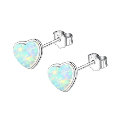 Abbildung von KristLand Herz Opal Ohrstecker Sterling Silber 925 Ohrringe Vergoldete Oberfläche Ohrring mit Schönen Stein Geburtstag Urlaub Geschenk für Frau Damen Mädchen