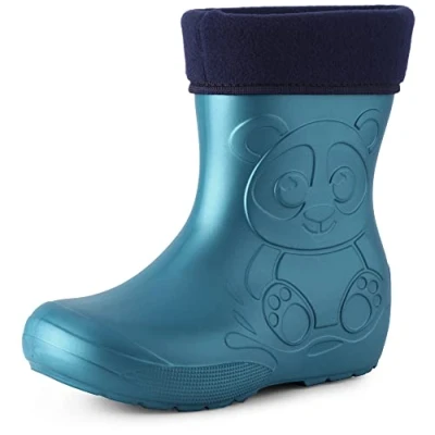 Abbildung von Ladeheid Eva Kinder Jungen Mädchen Gummistiefel Regenschuhe gefüttert LA CA 11 (Metallisches Blau, 28/29 EU)