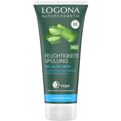 Abbildung von LOGONA Naturkosmetik Feuchtigkeits Spülung Bio Aloe Vera, Natürlicher Conditioner für trockenes Haar, Intensive Feuchtigkeit weiche Haare, Verbesserte Kämmbarkeit, Vegan &amp; silikonfrei, 200ml