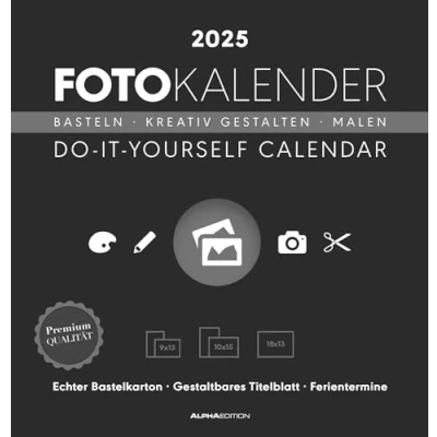 Abbildung von Foto Bastelkalender schwarz 2025 Do it yourself calendar 21x22 cm datiert Kreativkalender Kalender Alpha Edition: