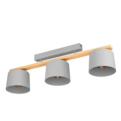 Abbildung von EGLO Deckenleuchte »MARIEL«, Leuchtmittel E27 wechselbar ohne Leuchtmittel, in grau und braun aus Stahl, Holz exkl. 40W