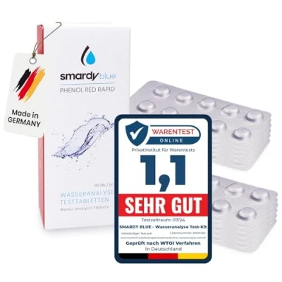 Abbildung von smardy 120 Rapid Testtabletten Phenol Red (PH Wert) Schütteltester Ersatztabletten, Wassertest für Trinkwasser, Aquarium, Pool
