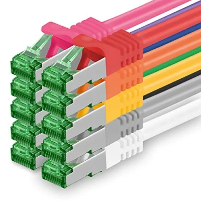Abbildung von 5 M Cat.7 Netzwerk Kabel 10 Stück Cat7 Patch Lan Ethernet RJ45 Gbit/s (Alle Internetgeschwindigkeiten) Farben Meter
