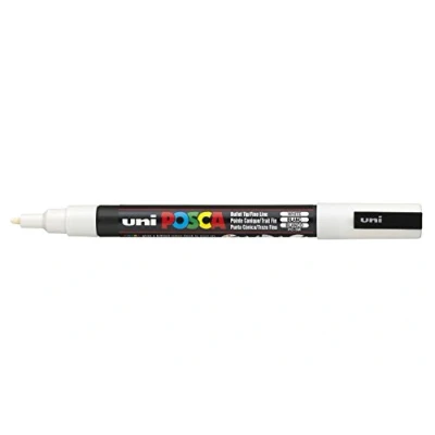 Abbildung von uni ball 186501 POSCA Marker PC 3M, mit feiner 0.9 1.3 mm Rundspitze, weiß, 1 Stück