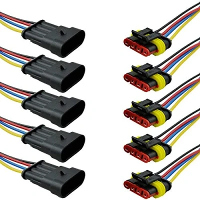 Abbildung von Mintice 5 X 4 Polig Kabel Steckverbinder Stecker Wasserdicht Schnellverbinder Draht Elektrisch Ausrüstung KFZ LKW