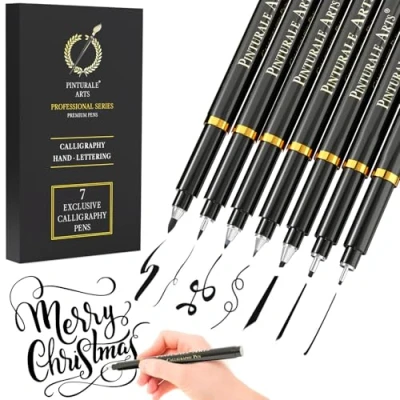 Abbildung von Pinturale Arts® Set 7 Handlettering Stifte Professionelle Kalligraphie Kaligraphiestift, Lettering für Kalligrafie, Zeichnen, Manga, Illustration Kaligraphiestifte Anfänger