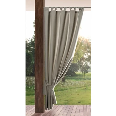 Abbildung von Eurofirany Garden Outdoorvorhäng mit Schlaufenschal 1 STK. Abnehmbaren Schlaufen, Sonnenschutz Sichtschutz Winddicht Wasserdicht Vorhäng für Pavillon Terrasse Pergola, 155x240 cm, Cappuccino