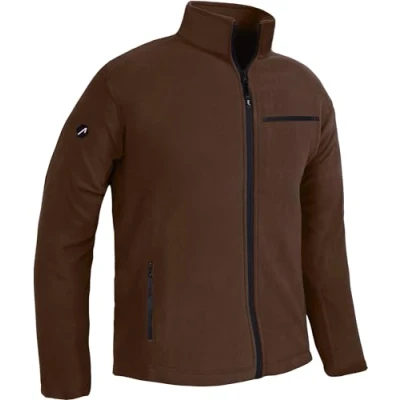 Abbildung von ACE Fleece Jacke warme Outdoor für Männer Herren ohne Kapuze Reißverschluss &amp; drei Taschen Braun L