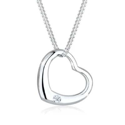 Abbildung von DIAMORE Halskette Damen Herz Anhänger Klassisch mit Diamant (0.03 ct.) aus 925 Sterling Silber