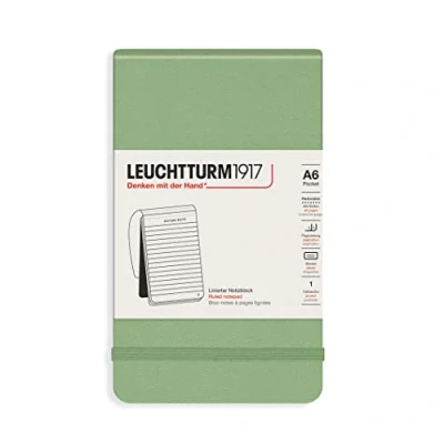 Abbildung von LEUCHTTURM1917 364428 Notizblock Pocket (A6), Hardcover, 184 nummerierte Seiten, liniert, Salbei