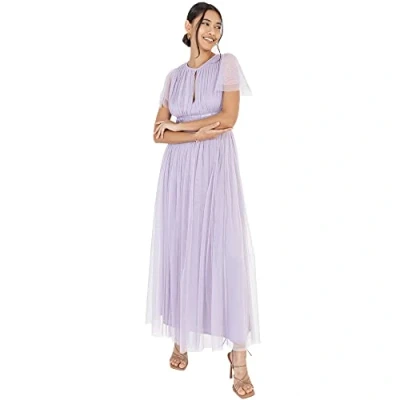 Abbildung von Anaya with Love Damen Ladies Midaxi Dress for Women High Waist Keyhole Short Flutter Sleeve Crew Neckline Wedding Guest Bridesmaids Prom Kleid, Dusty Lilac,