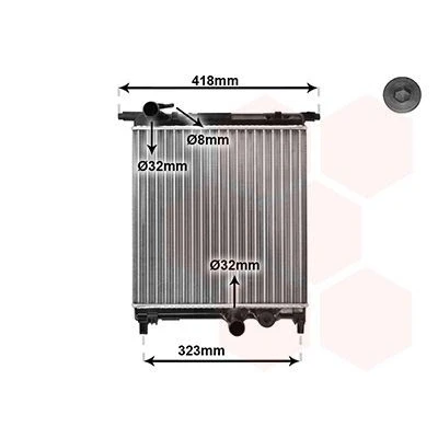Abbildung von VAN WEZEL 58002325 Kühler, Motorkühlung Aluminium 350 360 23 *** IR PLUS mit Zubehör Kühlrippen mechanisch gefügt