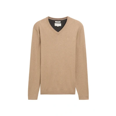 Abbildung von TOM Tailor Vneck Strickpullover, Herren, Größe: Large, Hellbraun