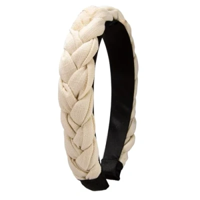 Abbildung von Alpenflüstern Trachten Flecht Haarreif Leinen Optik Damen Haarschmuck rutschfest, Haarband geflochten fürs Dirndl (taupe) ADV141