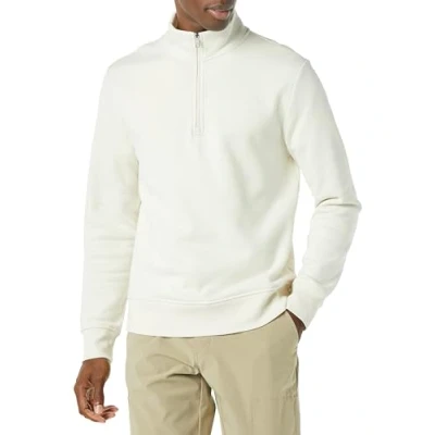 Abbildung von Amazon Essentials Herren Fleece Sweatshirt mit Langen Ärmeln und Viertel Reißverschluss, Gebrochenes Weiß, M