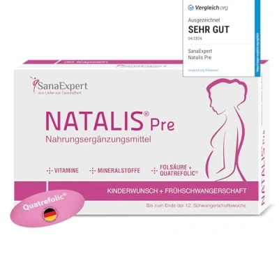 Abbildung von Das Original: Natalis Pre® mit Folsäure, Quatrefolic®, Eisen und 21 weiteren Inhaltsstoffen, bei Kinderwunsch u. Frühschwangerschaft laborgeprüft &amp; in Deutschland produziert. 100% vegan. 30 Kapseln.