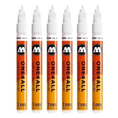 Abbildung von Molotow MO127102 ONE4ALL 127HS EF Markierstift, signalweiß, 6er Packung