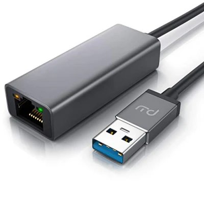 Abbildung von CSL Netzwerkadapter Gigabit USB 3.2 Gen.1 LAN Adapter TYP A Stecker auf RJ45 Buchse Ethernet Kabel 13,5 cm bis zu 1000 Mbps/ Base T Alugehäuse anthrazit