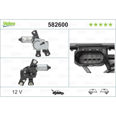 Abbildung von VALEO 582600 Scheibenwischermotor 12 hinten für Links /Rechtslenker VOLKSWAGEN: Passat B7 Variant