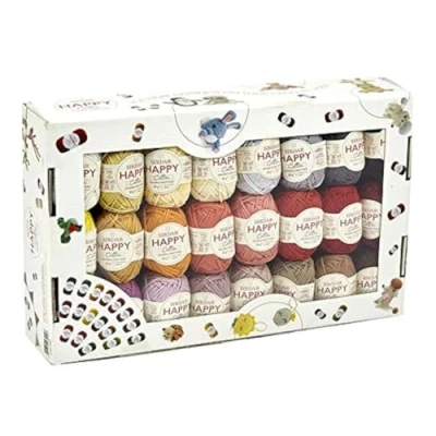Abbildung von Sirdar Happy Cotton DK Box 50 Farben in einer