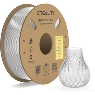 Abbildung von Creality Hyper PETG Filament 1.75 mm, Hochgeschwindigkeits 30600 mm/s 3D Drucker PETG, Maßgenauigkeit ± 0.03 Passend für die Meisten Drucker, 1 KG (2.2 lbs) Spule (Transparent)