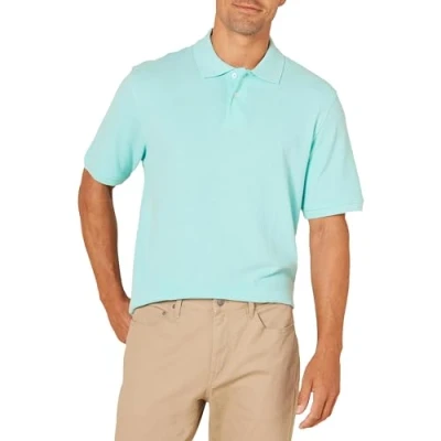 Abbildung von Amazon Essentials Herren Polohemd mit normaler Passform aus Baumwollpiqué (erhältlich in Big &amp; Tall), Aquablau, M
