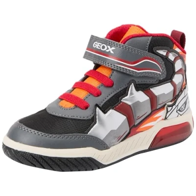 Abbildung von Geox INEK BOY Light UP Sneaker high für Kinder, Größe: 33, Dark grey/orange Schuhe