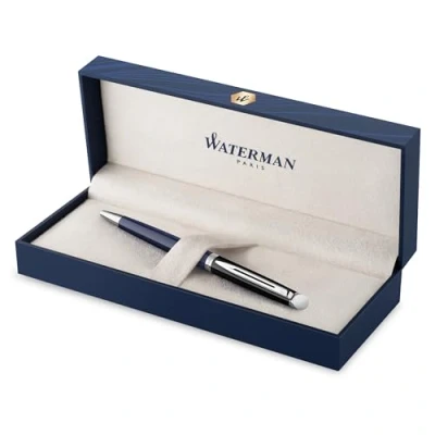 Abbildung von Waterman Hémisphère Kugelschreiber Schwarze und blaue Lackierung mit palladiumbeschichteten Zierteilen Mittlere Spitze Geschenkbox
