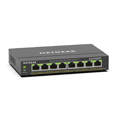 Abbildung von NETGEAR GS308EPP PoE Switch 8 Port Gigabit Ethernet LAN PoE+ 123W Plus (Managed Netzwerk mit IGMP Snooping, QoS, VLAN, lüfterloses Metallgehäuse)