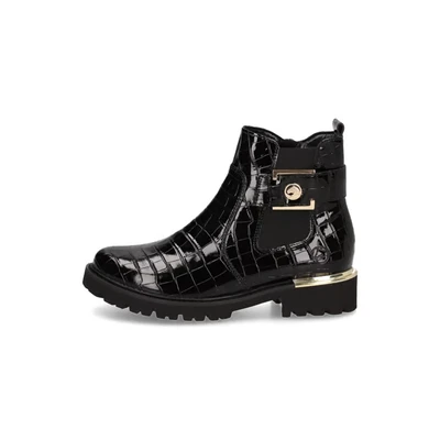Abbildung von Remonte Plateaustiefelette, Damen, Größe: 45, Lackschwarz Schuhe
