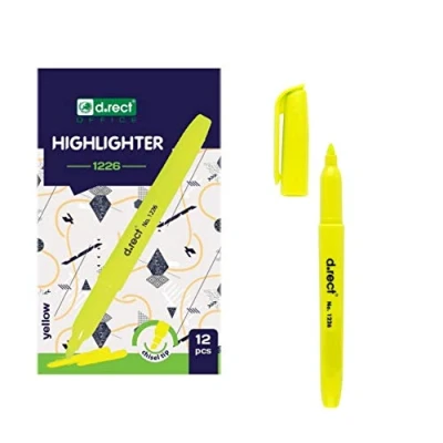 Abbildung von D.RECT 1226 Textmarker mit Schrägkeilspitze Gelb x 12 Stück