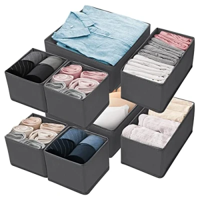 Abbildung von Withosent 8er Schubladen Ordnungssystem Kleiderschrank Organizer, Faltbare Aufbewahrungsbox Stoff, Unterwäsche Organizer Schublade, Schrank Schubladentrenner für Kleidung, BHS, Socken, Krawatten