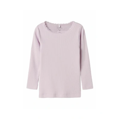 Abbildung von Name It Langarmshirt »NMFKAB LS TOP NOOS«, in Feinripp und mit süßer Spitzenkante am Ausschnitt