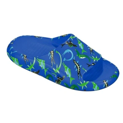 Abbildung von Beco Kinder Pantoletten mit Meeresdinosaurier Motiven, Badeschlappen in Größe 26/27, Bequeme für Jungen &amp; Mädchen Blau