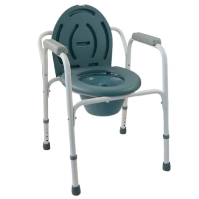 Abbildung von Mobiclinic®, Toilettenstuhl, mit Deckel, Herausnehmbarer Eimer, Verstellbar in 5 Höhen, Modell Arroyo, Rutschfeste Fußkappen, Armlehnen, Trägt bis zu 100 KG, Stuhl Toilette, Stahl