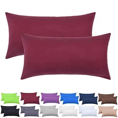 Abbildung von NatureMark 2er Pack Jersey Kissenbezug Kissenhülle Kissenbezüge Seitenschläferkissen Nackenkissen viele Größen und Farben ÖKO TEX (40 x 80 cm, Bordeaux rot)