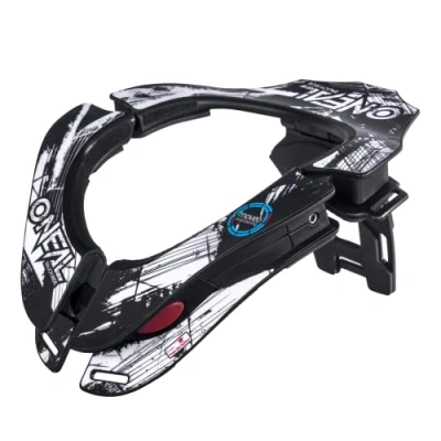 Abbildung von O&#039;NEAL Motocross Protektor Nacken MX MTB Mountainbike 2 Zonen zum Einstellen, Vorderpolster, Front Verschlussmechanismus Tron Neckbrace Shocker Erwachsene Schwarz Weiß One Size