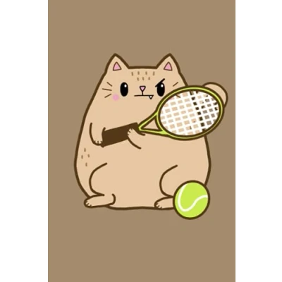 Abbildung von Tennis Katze: Notizbuch (120 Seiten, 15x23cm, gepunktet) Dotted Bullet Grid Tagebuch Journal