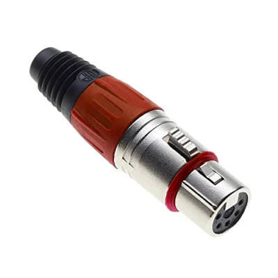Abbildung von Keple 5 polige XLR Buchse, rot Buchse für Audio Mikrofon DMX Stecker, nicked Plated Adapter, Metallkonstruktion, Stecker mit Kunststoffgehäuse