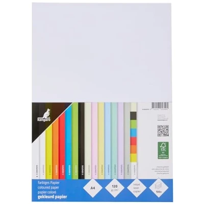 Abbildung von kangaro Tonpapier Weiß DIN A4 120g/m² FSC mix 100 pack Briefpapier Bastelpapier DIY, K 0043F015, 29.7x21x1.5