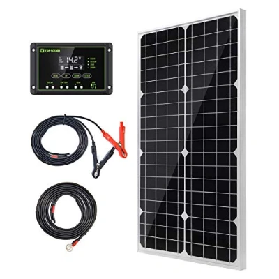 Abbildung von TP solar 30W 12V Monokristallines Solarmodul Solarpanel Solarzelle Kit mit 10A Solarladegerät Laderegler Photovoltaikanlagen Solarbetriebene für Caravan Camper Boot, Hoher Wirkungsgrad