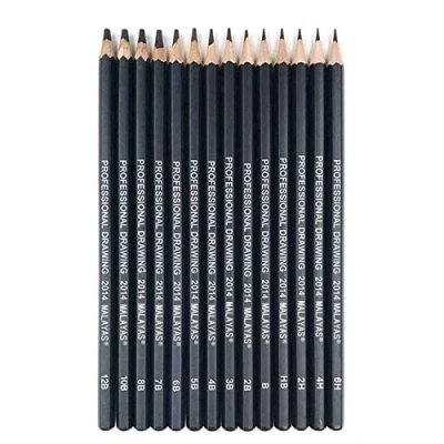 Abbildung von Malayas Zeichenstifte Set, 14 teilig, Zeichenstifte, 12B, 10B, 8B, 7B, 6B, 5B, 4B, 3B, 2B, B, HB, 2H, 4H, 6H, Graphit Bleistifte für Kinder, Erwachsene, Künstler, Studenten, Anfänger, Profi