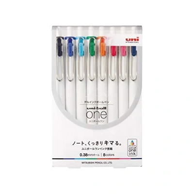 Abbildung von uni Ball One UMNS388C Gel Tinte, 0,38 mm, 8 Farben